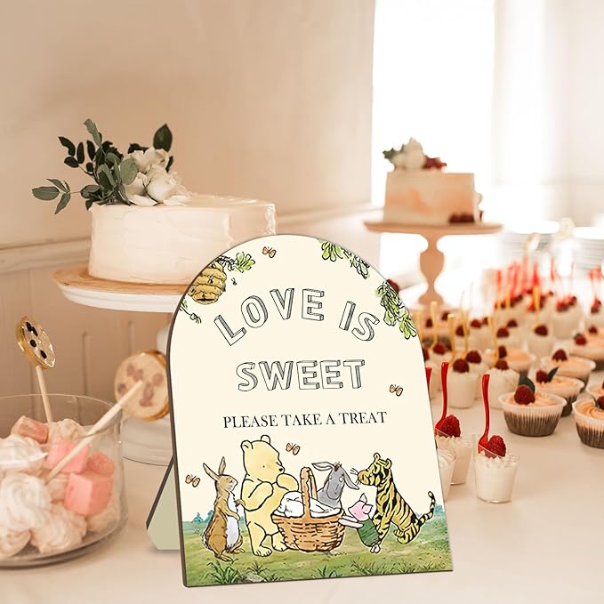 Classic Pooh Love is Sweet Please Take A Treat Sign, Winnie Decor Bridal Shower - Image 3
