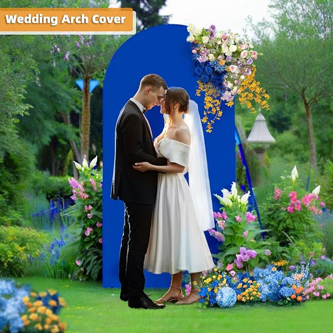 HEMMOTOP Blue Arch Cover 7.2 ft, Spandex Wedding Balloon Stretchy Arch Backdrop - Image 3