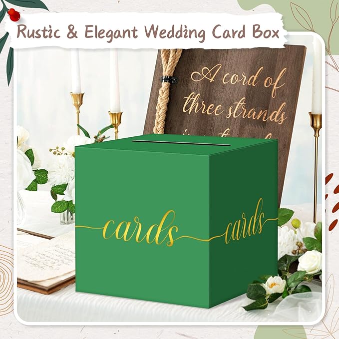 QIKSION Green Graduation Card Box, Wedding Reception, Baby Shower - Image 2