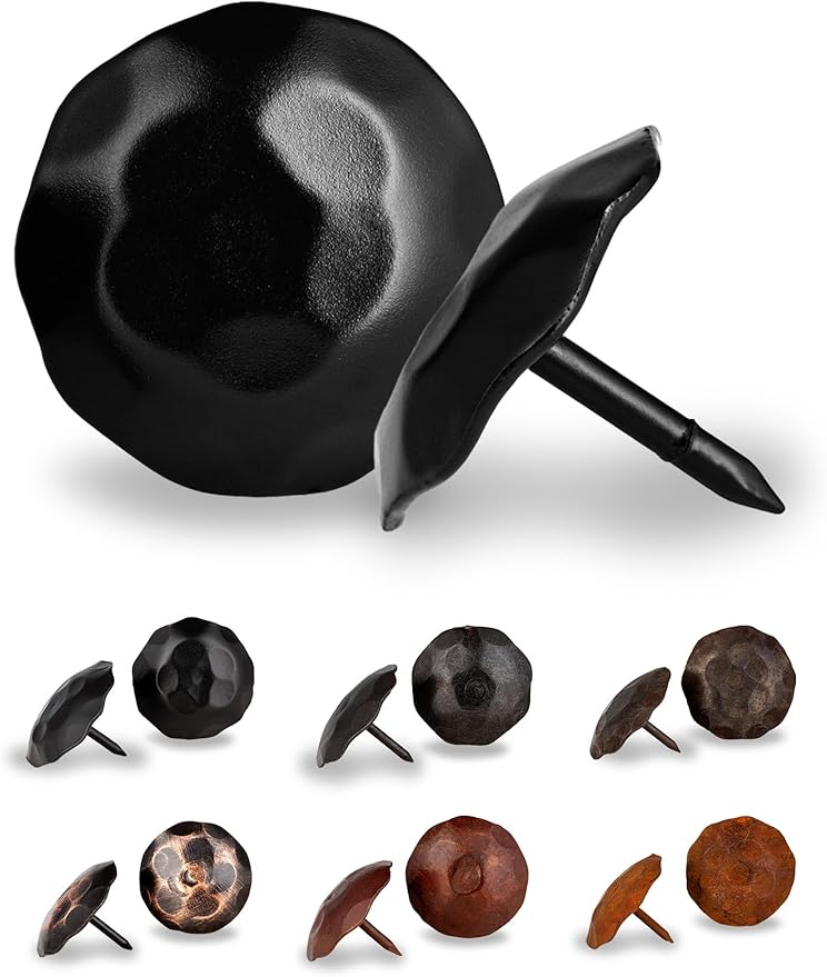 10 Pack 1.25" Round Head Iron Clavos Decorative Nails – Black – Handmade Rustic by BorderlandRusticHardware