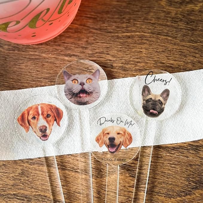 Coolslove Personalized Wedding Dog Stir Sticks, Custom Illustrated Pet Acrylic - Image 2