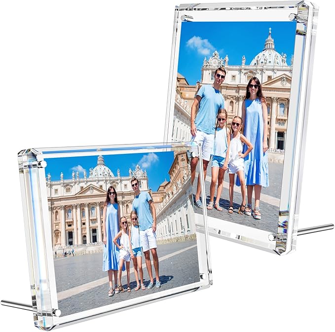 NIUBEE Picture Frames 5x7 Acrylic, Diamond Edge Design, Magnetic Family Thick by NIUBEE