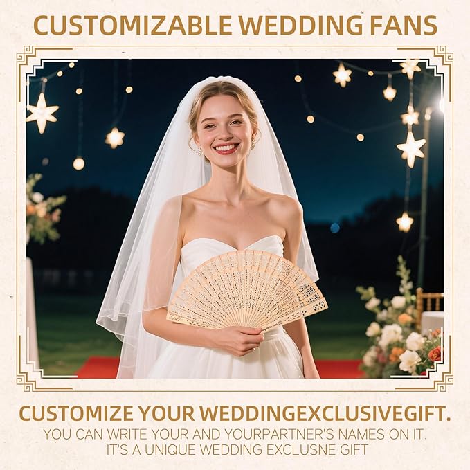 10pcs Personalized Wedding Fans - Image 3