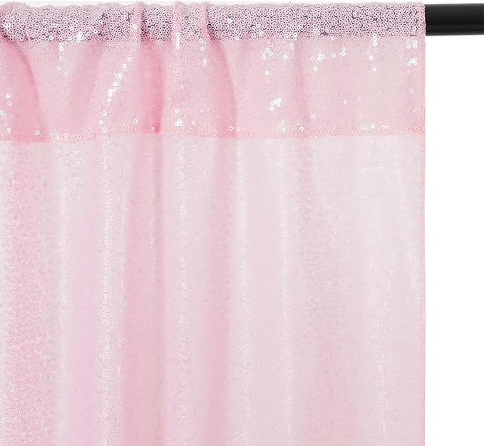 Eternal Beauty Pink Sequin Backdrop, 7x7 Ft Glitter Background Curtains - Image 7
