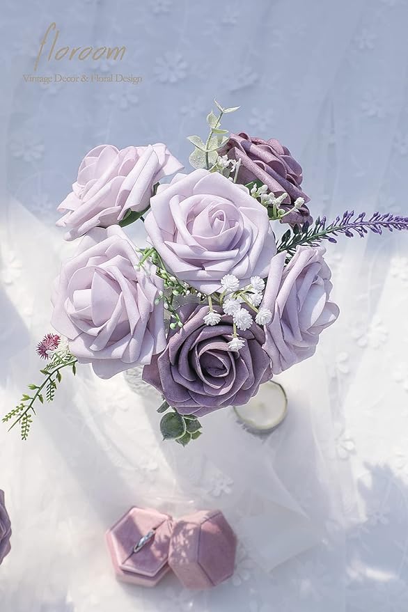 Floroom Artificial Flowers 50pcs Real Looking Lavender African Violet Purple - Image 3