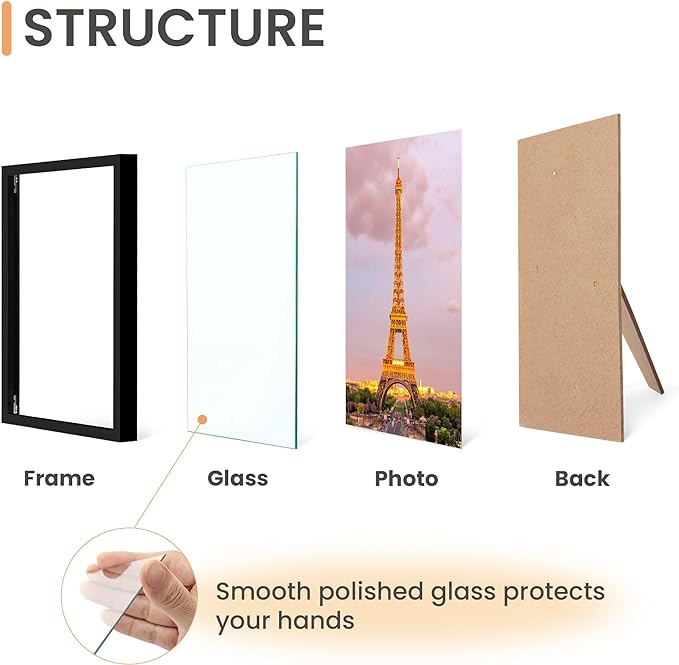 upsimples 5x7 Picture Frame Set of 3, Made of High Definition Glass - Image 3