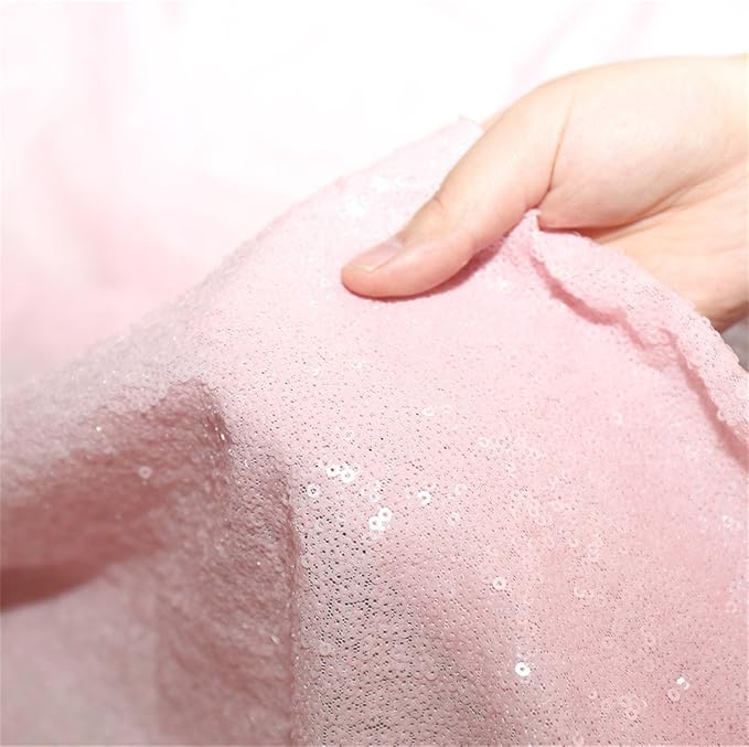 Eternal Beauty Pink Sequin Backdrop, 6x6 Ft Glitter Background Curtains - Image 6
