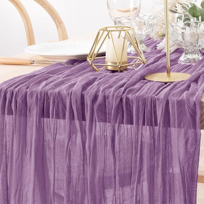 MLMW 3 Pack Fall Table Runner Purple Cheesecloth Boho Rustic Sheer Cheese Cloth - Image 3