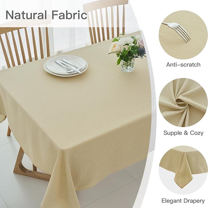 maxmill Rectangle Linen Texture Tablecloth Stain Proof Waterproof Wrinkle Free - Image 4