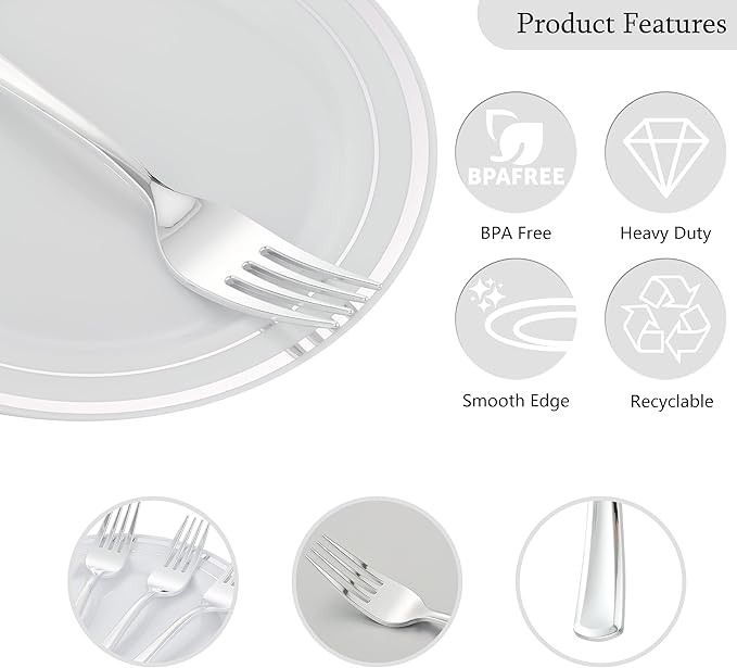 200pcs Silver Dessert Plates - Image 4