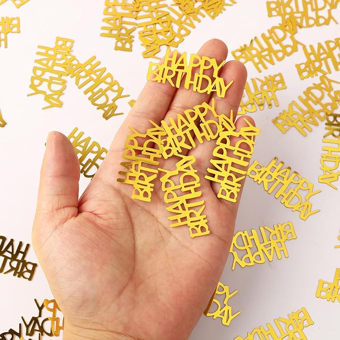 MARFOREVER Gold Happy Birthday Confetti Glitter, Birthday Party Metallic Foil - Image 4