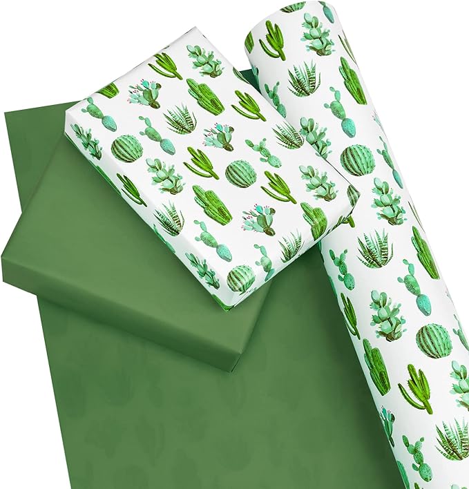 WRAPAHOLIC Reversible Cactus Wrapping Paper - Image 2