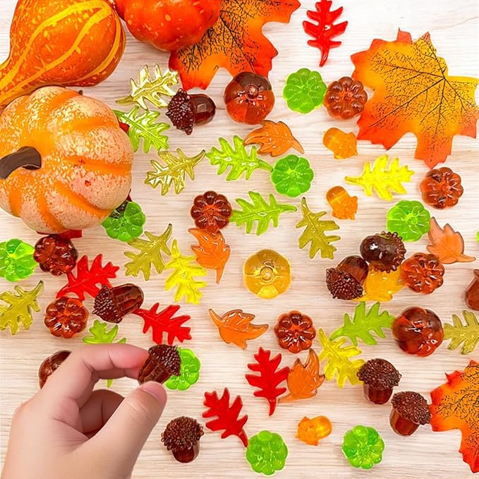 HappyFiller Fall Thanksgiving Autumn Harvest Decoration 135 Pcs Sensory Bin - Image 3