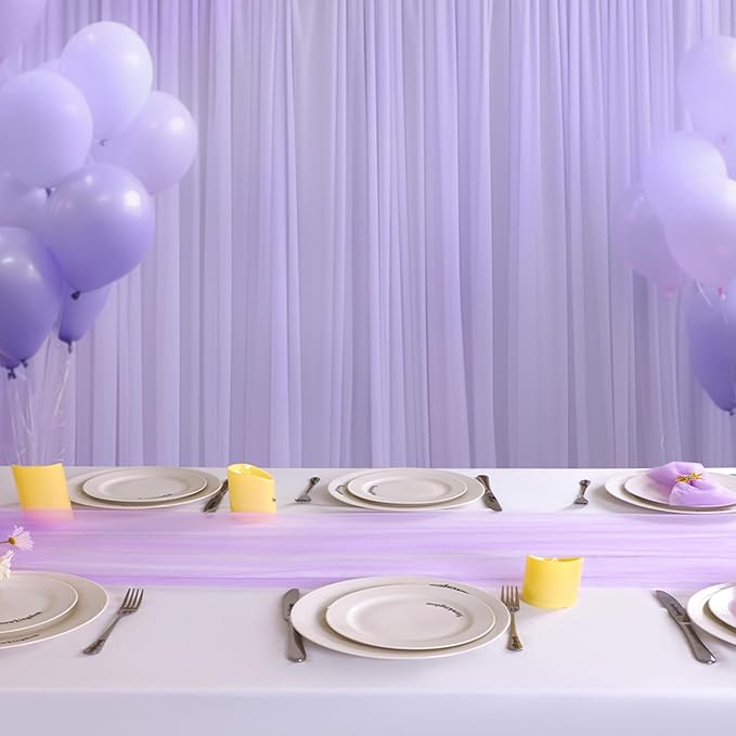 Snowkingdom Lavender Lilac Purple Table Runner, 10FT Light Purple Gauze Sheer - Image 7