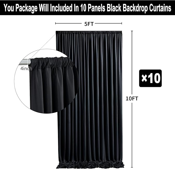 50ft x 10ft Thick Champagne Backdrop Curtains - Image 7