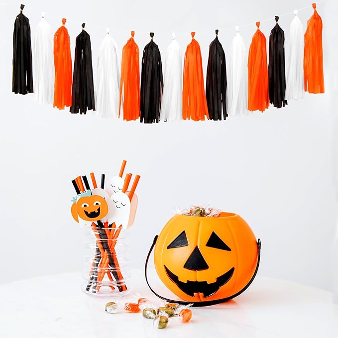 Black-White Orange Halloween Party-Decorations Tassel-Garland - Image 7