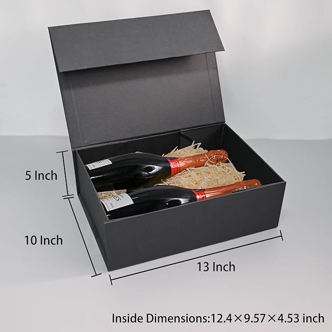 LIFELUM Extra Large Black Gifts Boxes Bulk Set of 5, 13.5 x 10 x 4 inch Elegant - Image 4
