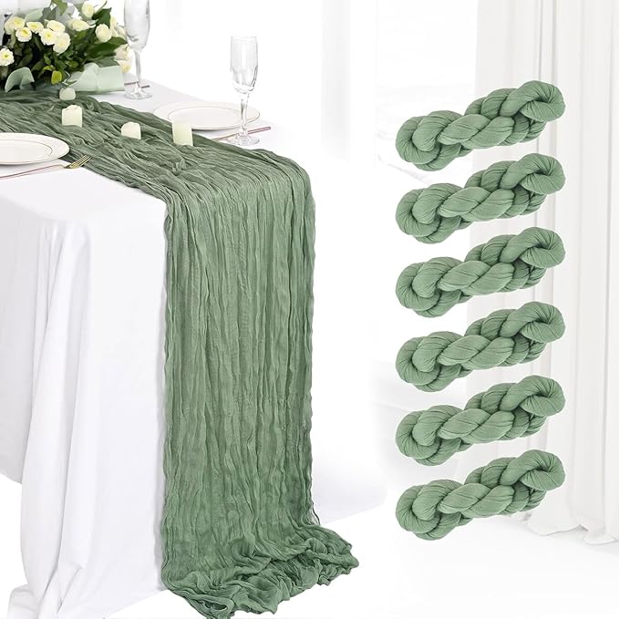 6Pcs Sage Green Cheesecloth Table Runner 120 Inch Green Cheesecloth Table by Unknown