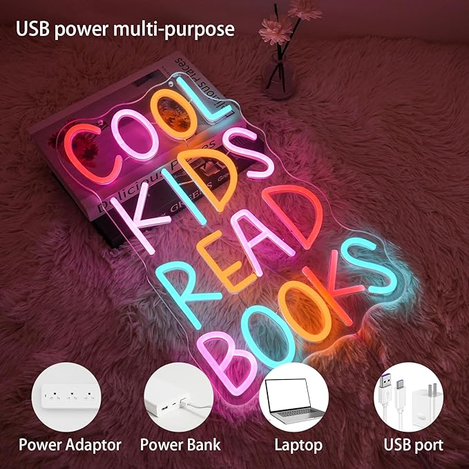 Cool Kids Read Books Neon Sign for Wall Decor, Reading Books Neon Light - Image 3
