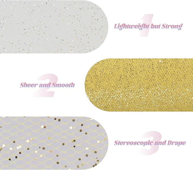 Glitter Tulle Rolls 6” by 50 Yards Sparkle Tulle Fabric Ribbon Sequin Tulle - Image 3