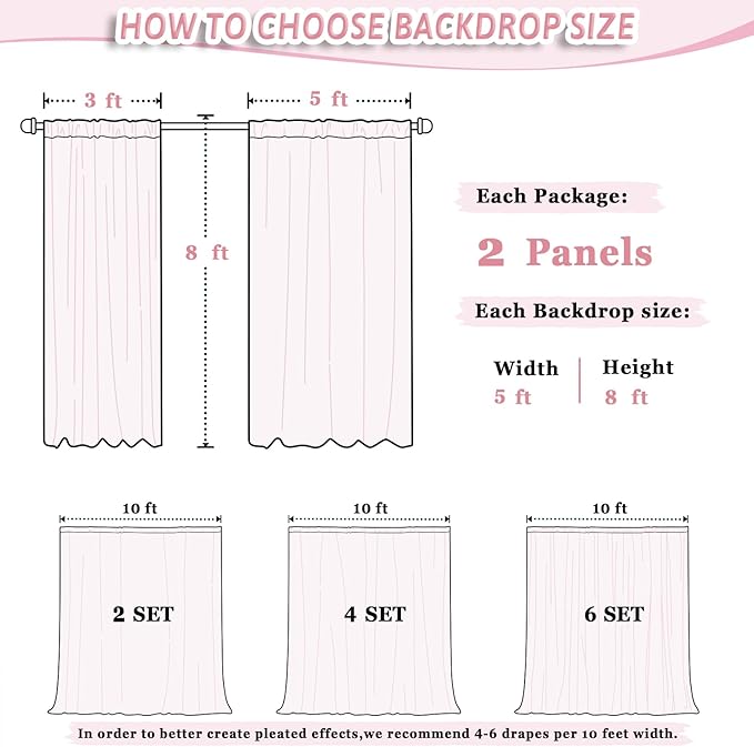 DUOBAO Red Chiffon Backdrop Curtain 5FTx8FT Polyester Curtains - Image 6