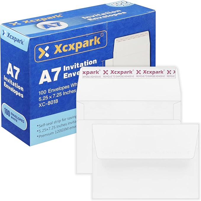 100 Qty Printable A7 Invitation Envelopes 5.25X7.25 inches Cards, Self Seal by Xxcxpark