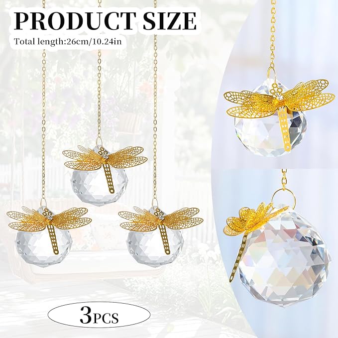 Crystal Suncatchers Gold Dragonfly 40mm Crystal Prisms Ball Rainbow Maker - Image 4