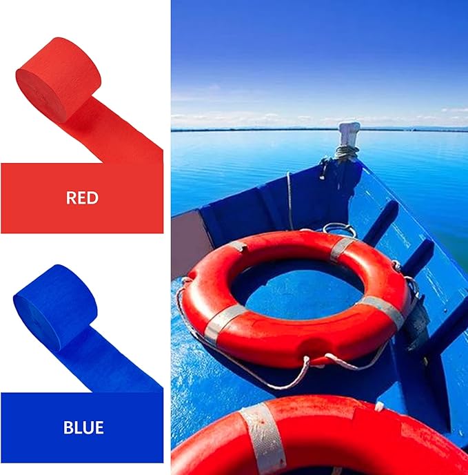 PartyWoo Red and Blue Crepe Paper Streamers 4pcs 328ft Pack of Red and Blue - Image 3