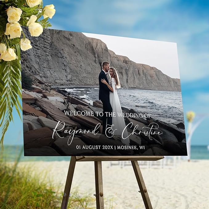 Personalized Wedding Photo Acrylic Welcome Sign – Custom Picture Board by Unknown