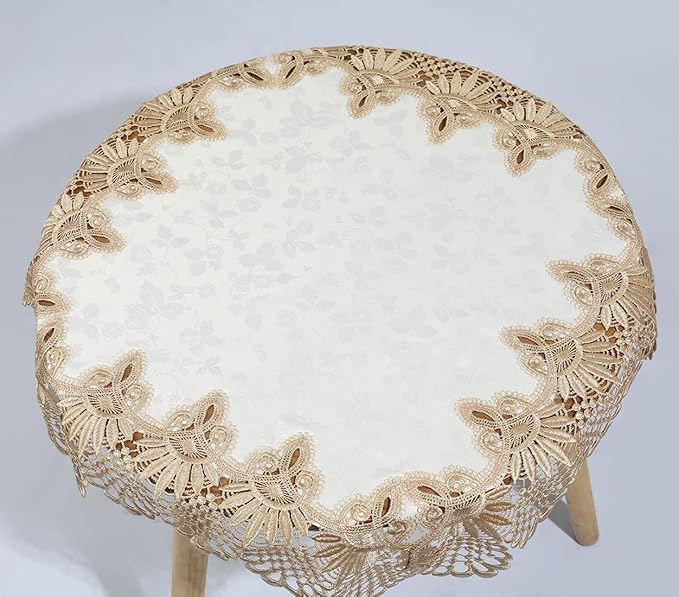 vctops Damask Lace Patchwork Tablecloth Luxury Square Small Table Cover Elegant - Image 3
