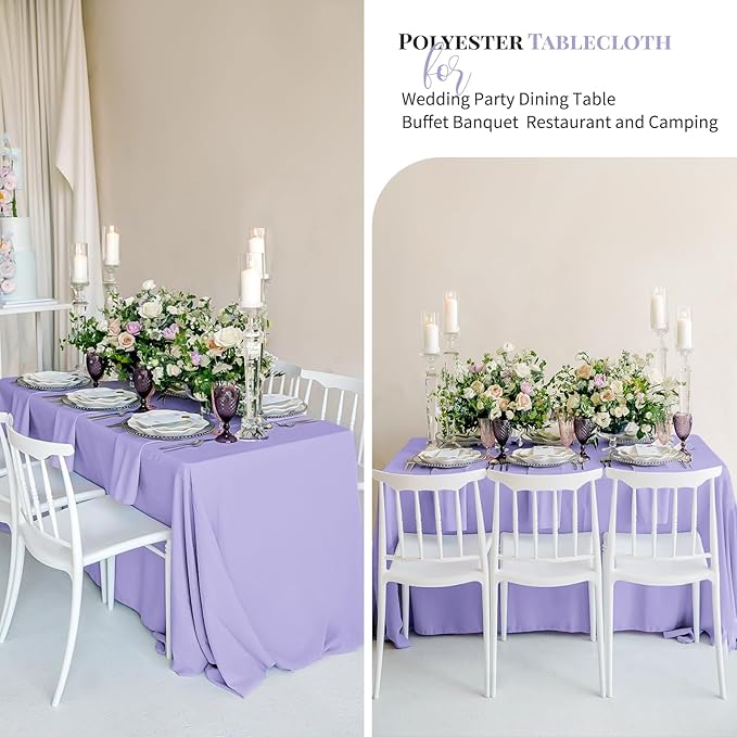 12 Pack 60 x 102 Inch Rectangle Tablecloth Lavender Polyester Tablecloth - Image 6