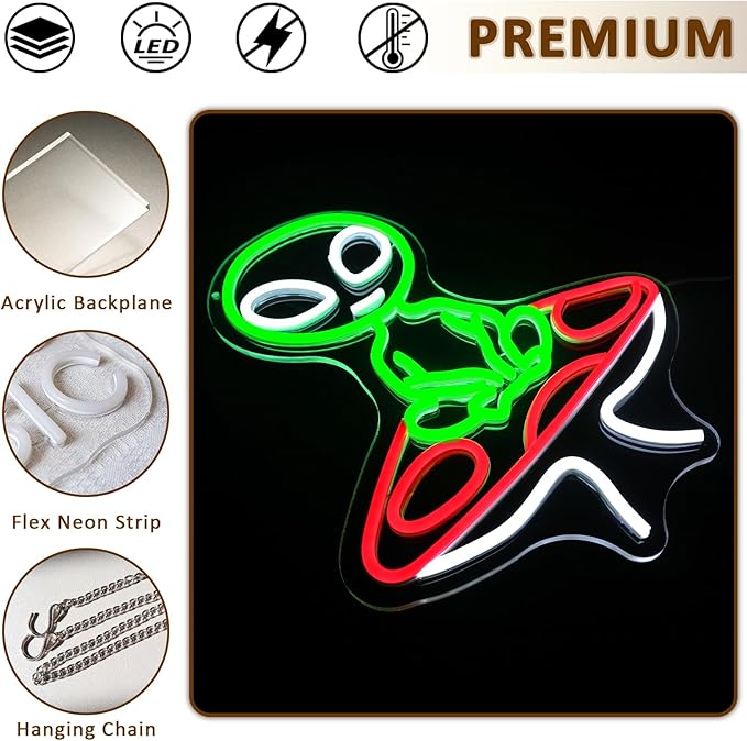 Mushroom Alien Neon Sign for Wall Decor, USB Dimmable Green Alien Neon Lights - Image 6