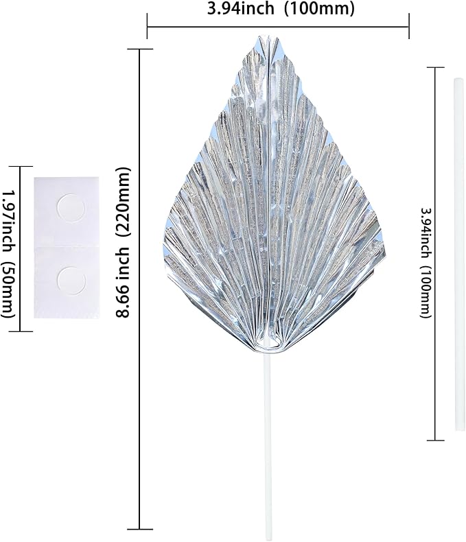 Ephlyn 6Pcs Paper Palm Leaves Fan Cake Toppers Palm Leaf Fan Cake Picks Craft - Image 2
