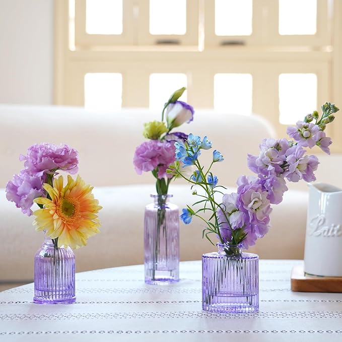 Glass Bud Vases 24 in Bulk, Small Purple Vase Glass Vases - Image 4