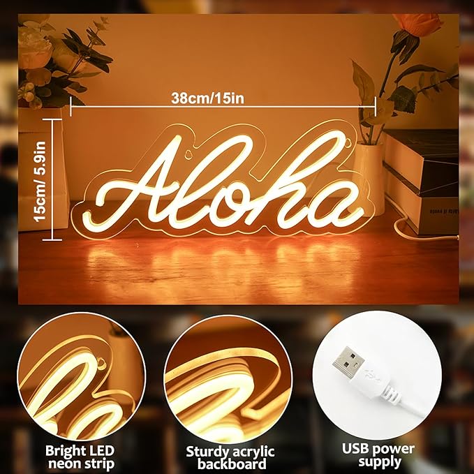 Aloha Neon Light Aloha Warm White Neon Sign - Image 3