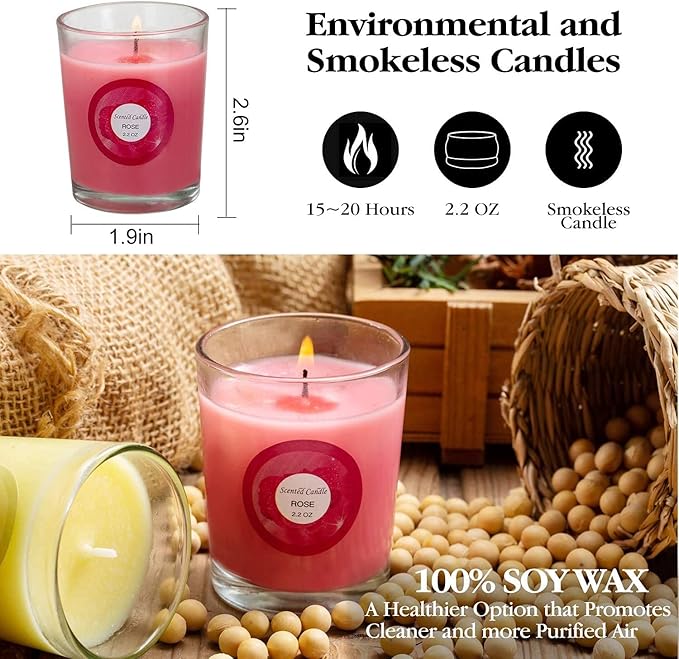 Scented Candles, Strawberry, Aromatherapy Candles, Soy Wax Glass Jar Candle - Image 3