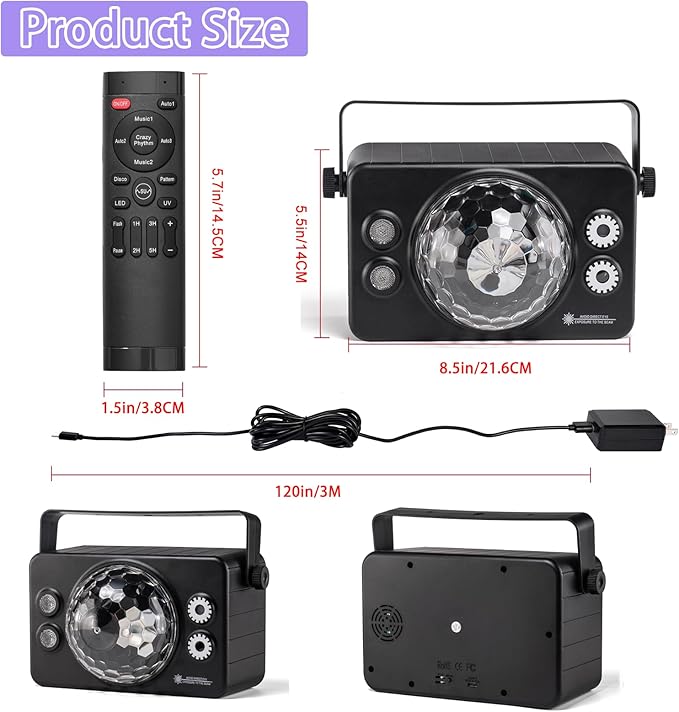 Disco Ball Light Party Lights DJ Disco Lights LED Stage Strobe Light Sound - Image 6