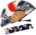 Amajiji Folding Hand Fan for Women, Chinese Japanese Vintage Style Bamboo Silk by Amajiji