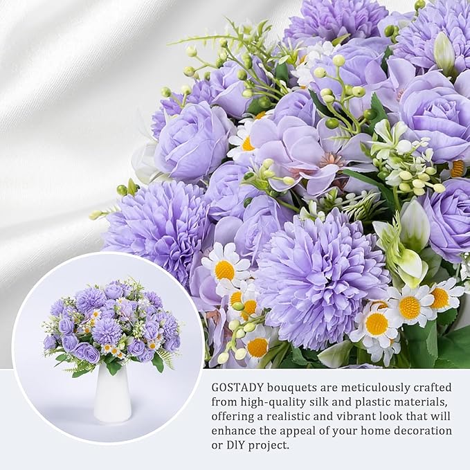 12 Packs Peonies Artificial Flowers, Silk Artificial Peonies Flowers Fake Peony - Image 2