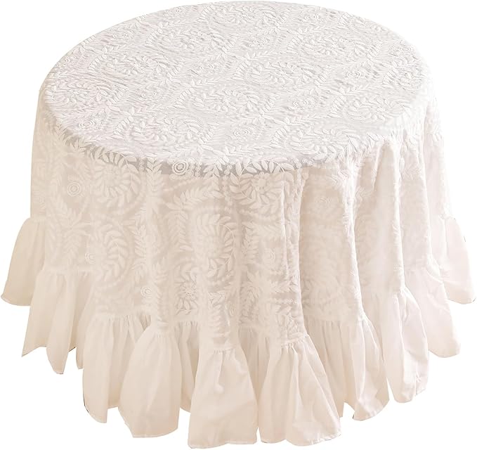 patdrea Vintage Ruffle Tablecloth by Welcometopatdrea