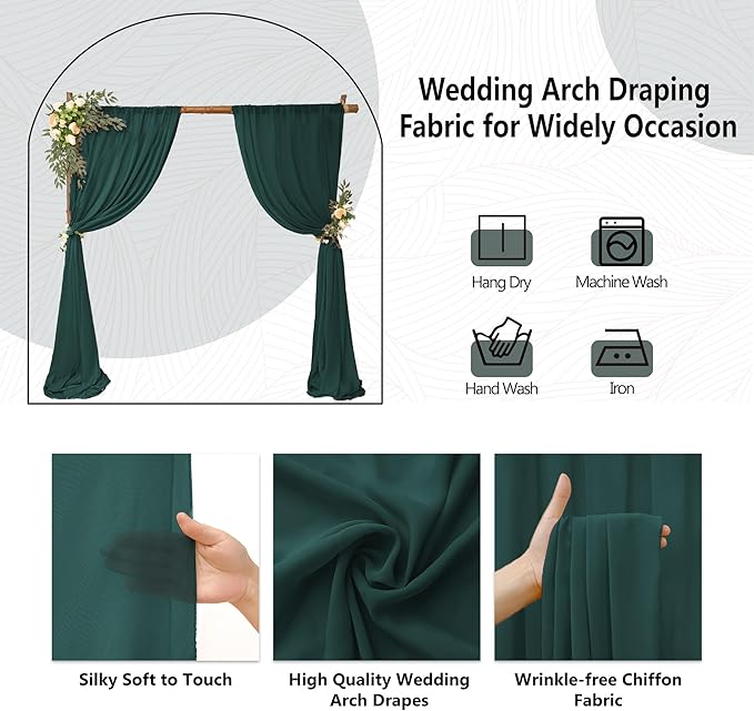4 Panels Wedding Arch Draping Fabric 28" x 20 Ft Chiffon Wedding Arch Drapes - Image 4