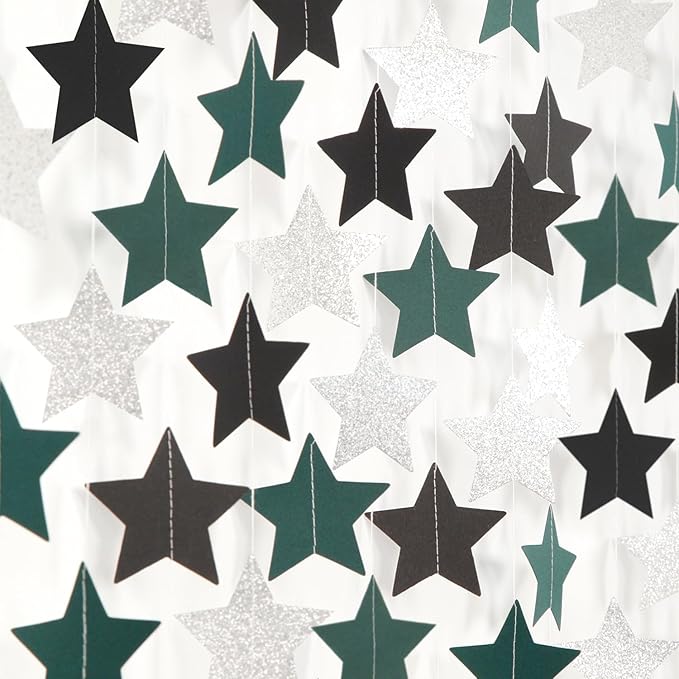 Black Green-Silver Party-Decorations Garland - 62ft Twinkle Little Star Soccer by Hugtmr