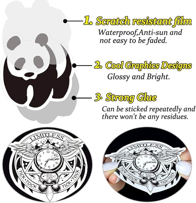 QTL Black and White Stickers for Adults Funny Stickers for Laptop Skateboard - Image 4
