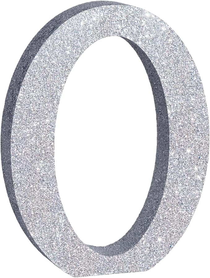 TONIFUL 8 Inch Silver Glitter Letter O Table Centerpiece A-Z Silver Birthday by TONIFUL