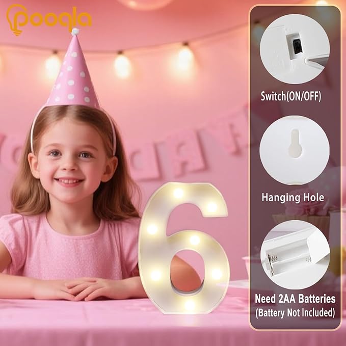 Pooqla Decorative LED Light Up Number Letters, Battery Operated - Image 2