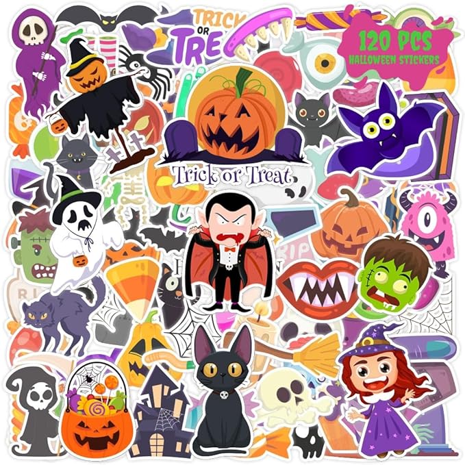 120 Pcs Halloween Stickers, Halloween Stickers by SWARKOL