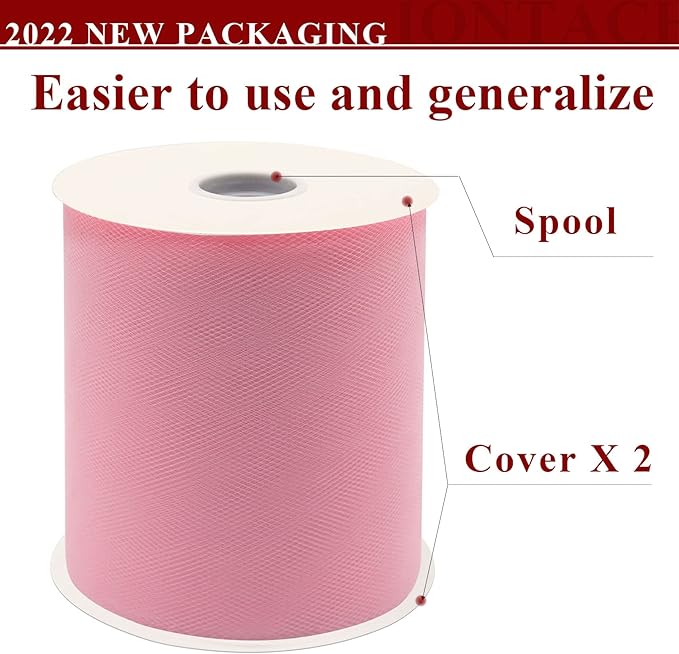 Pink Tulle Fabric Rolls 6 Inch by 200 Yards Fabric Spool Tulle Ribbon - Image 2
