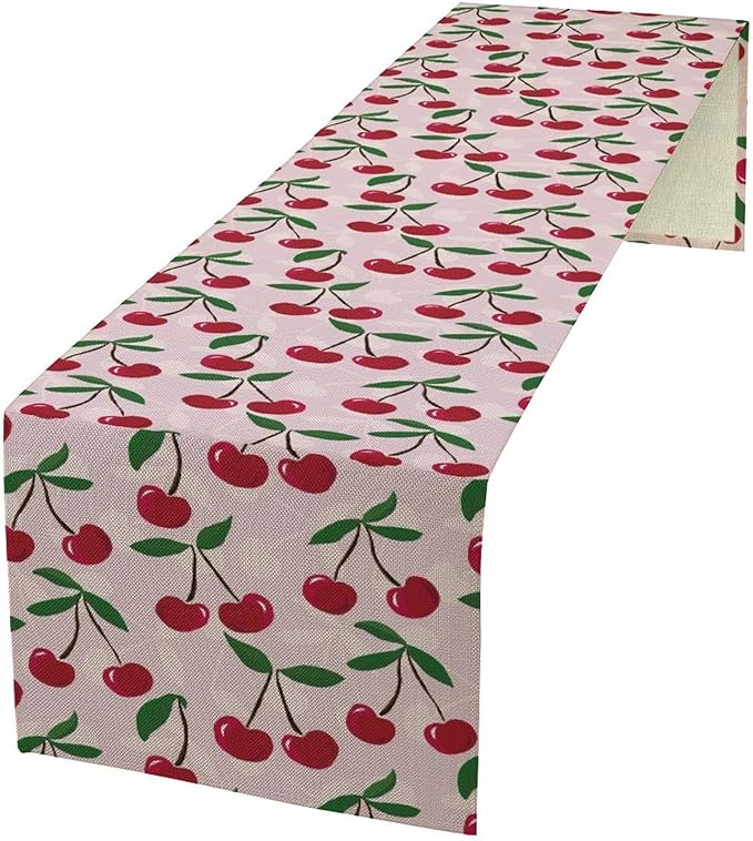 Cherry Table Runner, Spring Summer Fruit Table Runner by Unknown