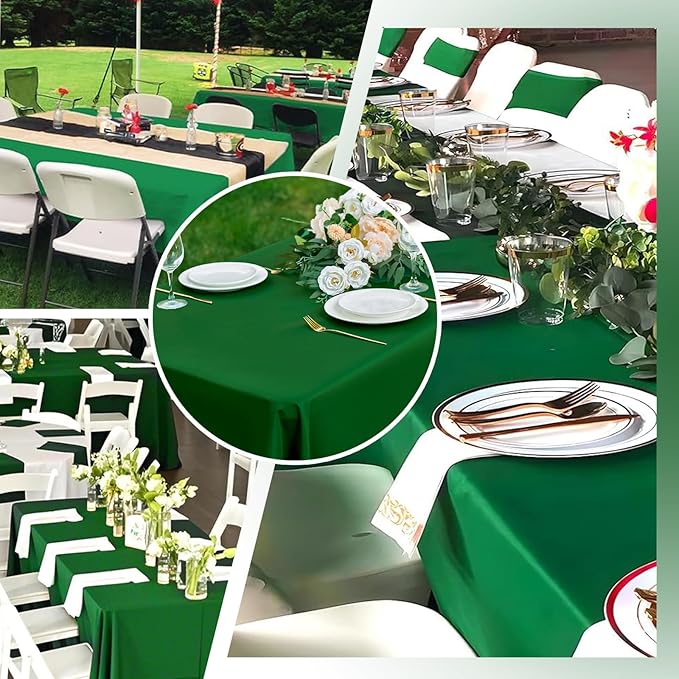 Hunter Green 6 Pack Polyester Table Cloth 60 x 126 Inch, Rectangle Tablecloths - Image 5
