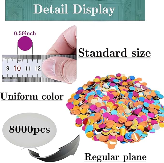 Multicolor Metallic Foil Confetti Round Dots Glitter Rainbow Table Confetti - Image 3